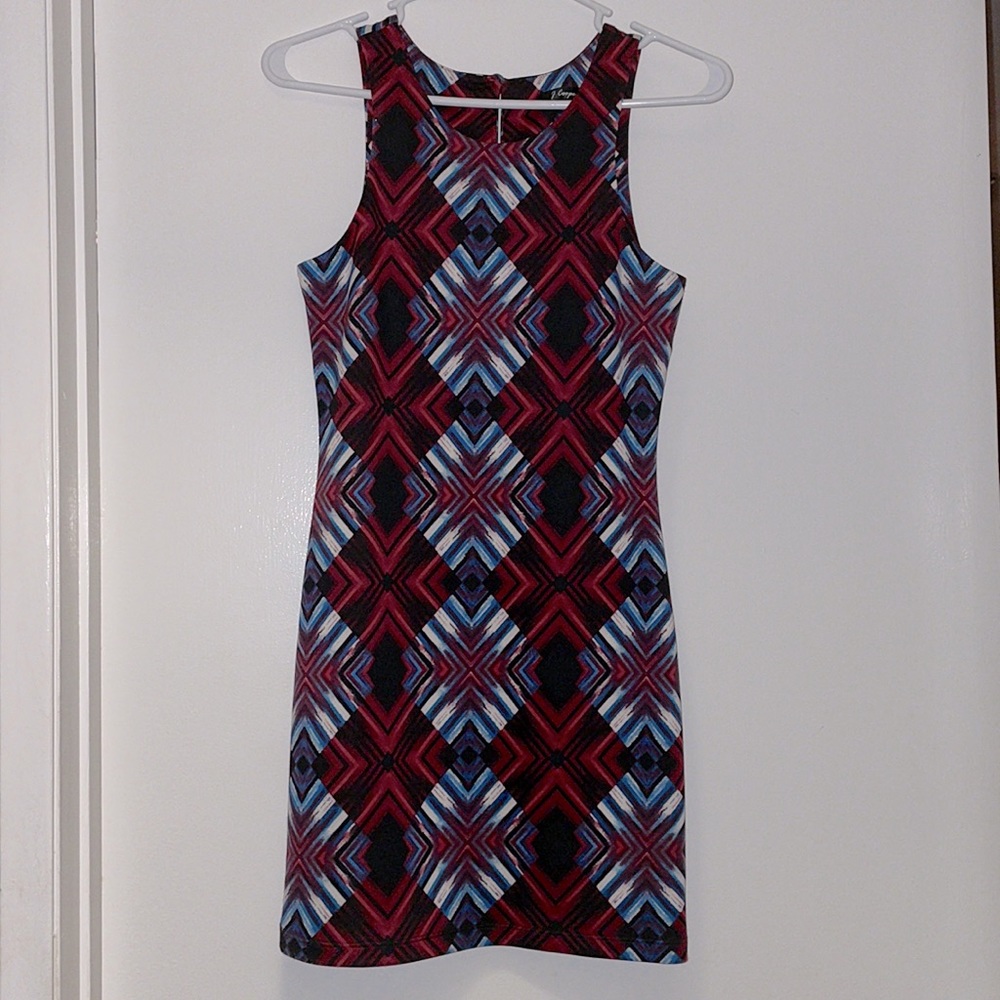 J Cooper Retro Geometric form-fitting mini dress XS